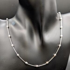 Italian Silver Diamond Cut Station Necklace
